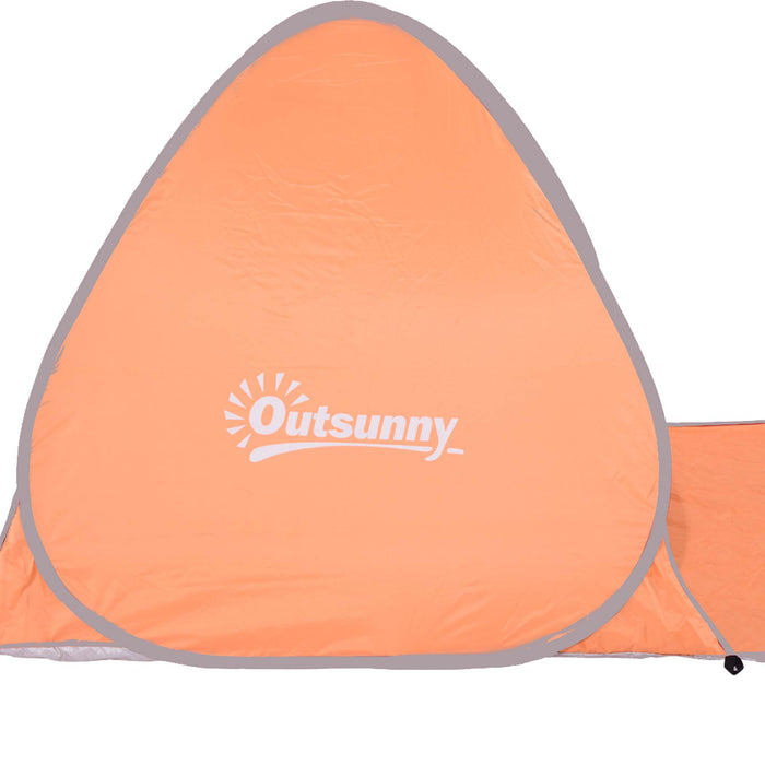 Pop-Up Portable Beach Tent - 2-Person Hiking & Sun Shelter with UV Protection in Vibrant Orange - Ideal for Beachgoers and Outdoor Adventures