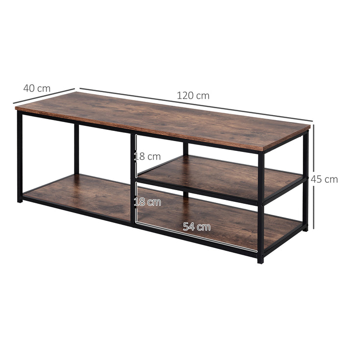 Industrial Style TV Stand - Sturdy Cabinet with Ample Storage and 2 Shelves - Ideal Metal Frame Entertainment Center for Living Room