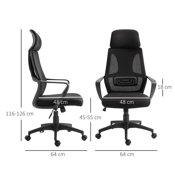 Ergonomic Mesh Office Chair with Wheels - High Back and Adjustable Height for Comfort - Ideal for Home Office Use