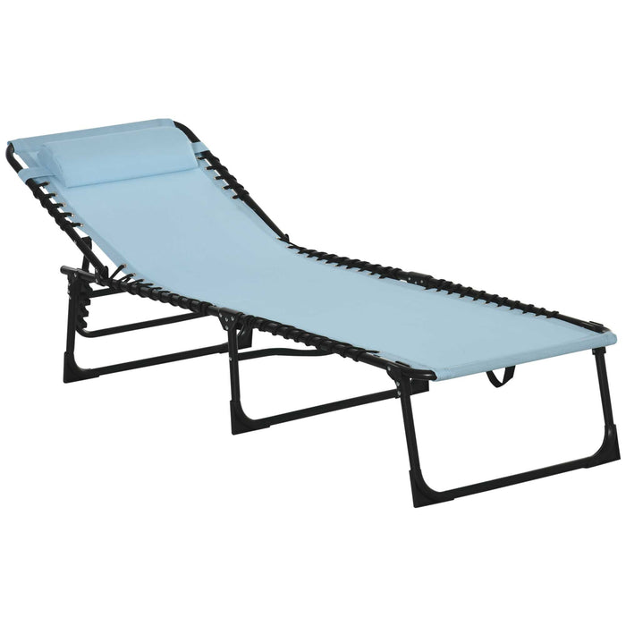 Beach Chaise Lounger - 4-Position Adjustable Folding Sun Chair for Garden & Camping - Ideal for Outdoor Relaxation and Sunbathing