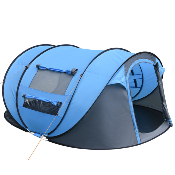 4-5 Person Instant Setup Tent - Waterproof Family Camping Shelter with Dual Mesh and PVC Windows - Includes Portable Carry Bag for Outdoor Adventures, Sky Blue