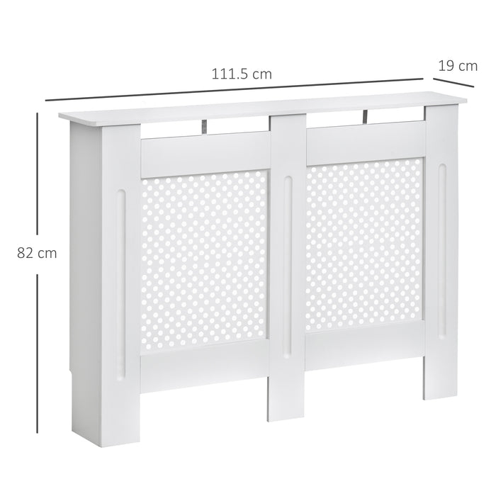 Modern White Painted Wooden Radiator Cover - Grill Style Heating Cabinet for Home Furniture - Medium Size, Enhances Aesthetics & Safety