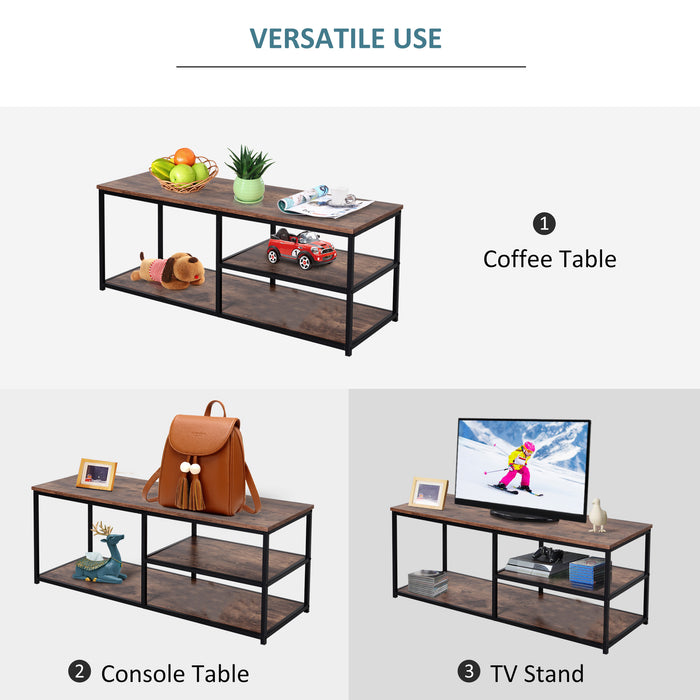 Industrial Style TV Stand - Sturdy Cabinet with Ample Storage and 2 Shelves - Ideal Metal Frame Entertainment Center for Living Room