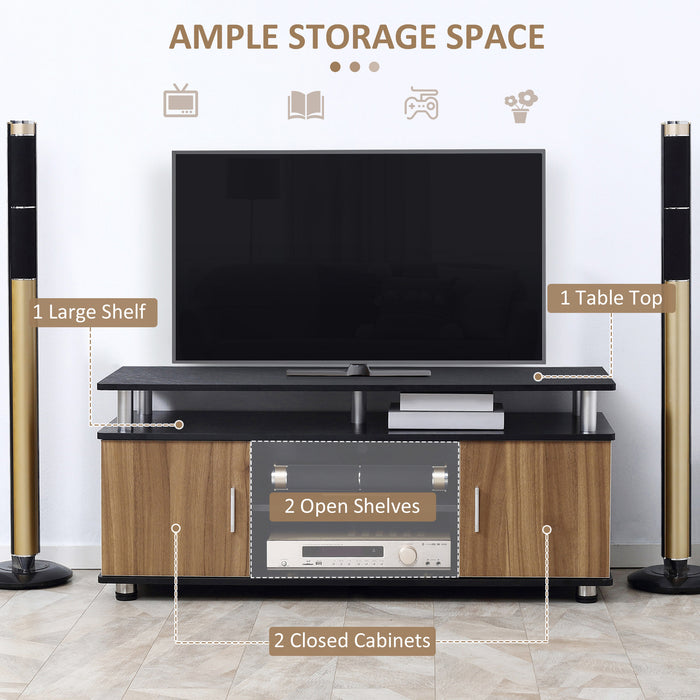 Modern Black TV Stand - 120cm Length, 40cm Width, 52.2cm Height Entertainment Unit - Ideal for Living Room Media Organization