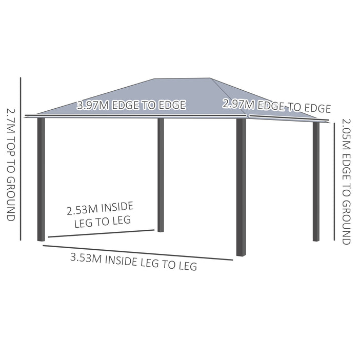 Outdoor Gazebo Canopy 4x3m - Party Tent Pavilion with Curtains and Netting Sidewalls, Grey - Ideal for Garden Patio Shelter and Entertaining