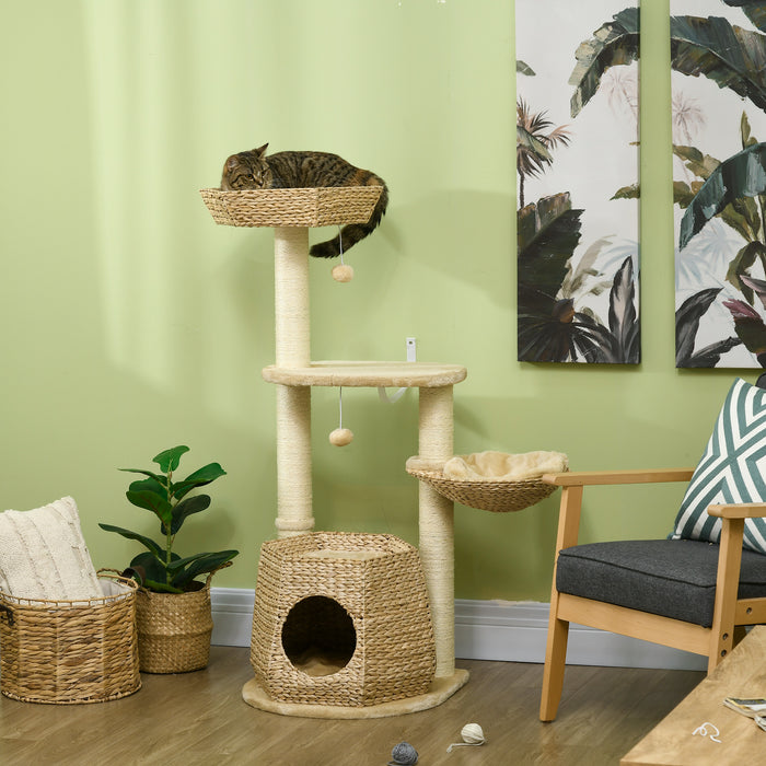 Climbing Activity Centre for Cats - Multilevel Kitten Tree Tower with Bed, House, Sisal Scratching Post & Play Ball - Perfect for Play & Rest