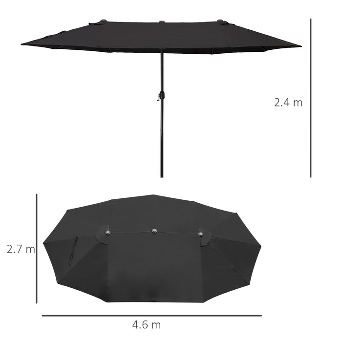 Double-Sided 4.6m Patio Parasol - Large Outdoor Sun Umbrella in Elegant Black - Ideal Shade Solution for Garden, Poolside, and Deck Relaxation