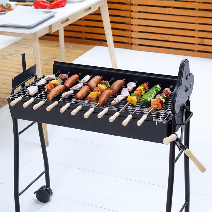 Charcoal Trolley BBQ - Outdoor High-Temperature Powder-Coated Grill with Wheels, 85x36x90cm - Ideal for Garden Barbecue Cooking