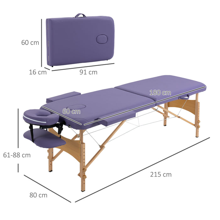 Folding Portable Massage Bed with Wooden Frame - Spa and Beauty Therapy Table, 2 Section Design, with Carrying Bag - Ideal for Mobile Therapists, Home Use, and Travel Convenience