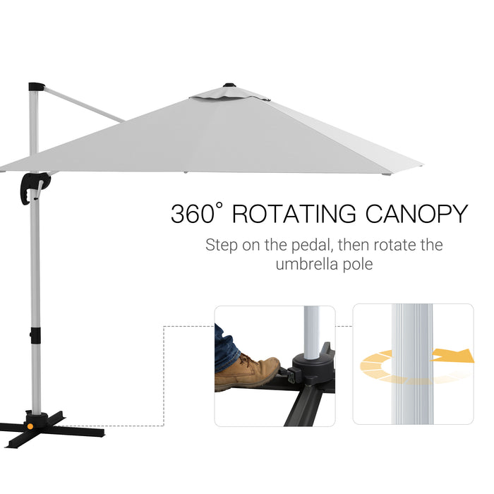 Deluxe Square Cantilever Parasol with Sturdy Cross Base - 3x3m, Crank Handle, Tilting Design, 360° Rotatable with Aluminium Frame - Ideal for Sun Protection in Gardens & Patio Areas