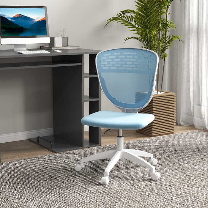 Armless Mesh Desk Chair - Height Adjustable with Swivel Casters, Breathable Back - Ideal for Home Offices and Conference Rooms