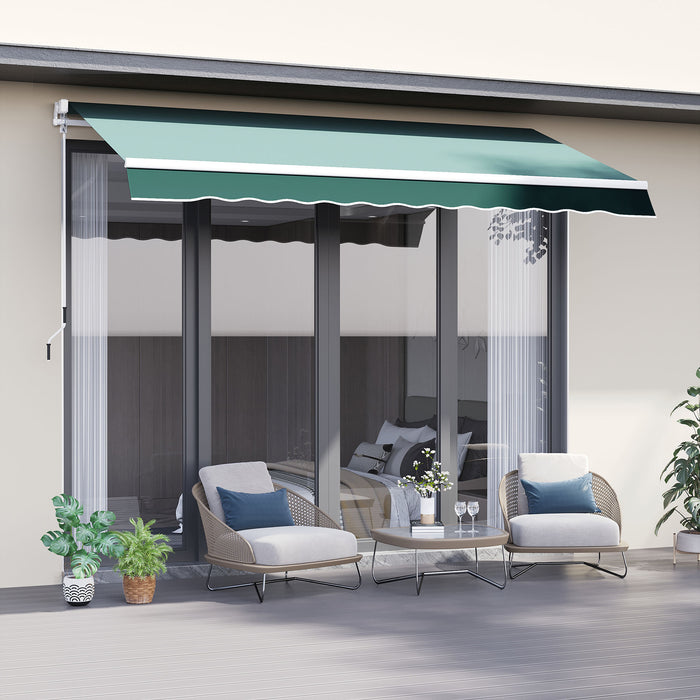 Manual Retractable Awning 2.5m x 2m - Green Sun Shade Shelter for Garden Patio with Winding Handle - Outdoor Living Space Enhancement