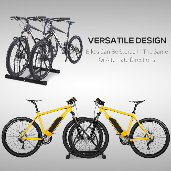 Indoor Steel Bike Rack - Double-Sided, Space-Saving Design in Black - Ideal for Urban Cyclists and Apartment Living