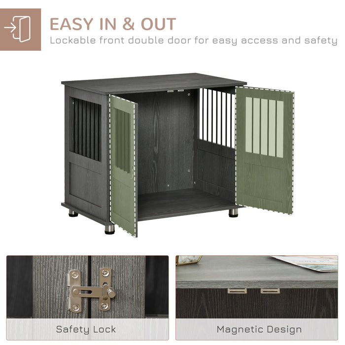 Pet Kennel End Table - Stylish Indoor Dog Crate with Magnetic Door for Small/Medium Dogs, Grey - Home-Friendly Animal Cage that Doubles as Furniture