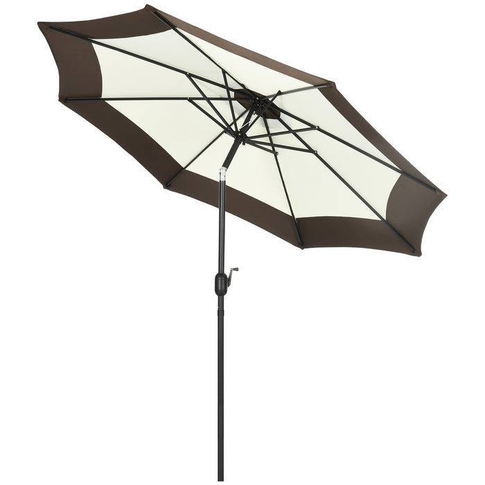 2.7m Garden Parasol Umbrella with Tilt and Crank - 8 Metal Ribs, UV Protection Sunshade for Outdoor Use - Ideal for Garden, Patio, Beach, and Yard Relaxation