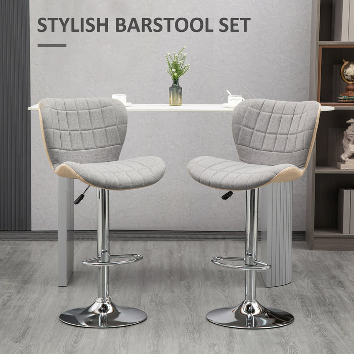 Swivel Adjustable Barstools Set of 2 - Steel Frame Gas Lift with Backrest and Footrest - Ideal for Kitchen Counter and Dining Room Comfort