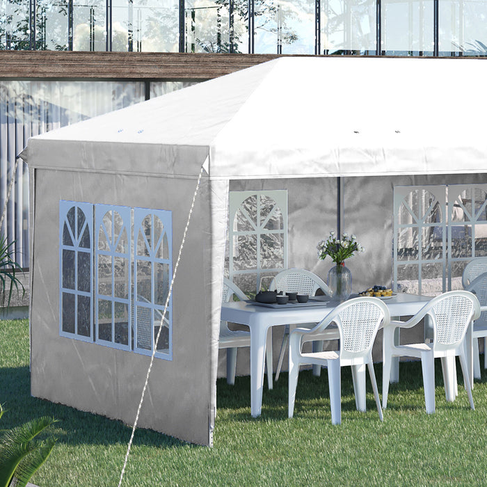 3x6m Adjustable Pop Up Gazebo - Marquee Party Tent with Side Panels & Storage Bag, White - Ideal for Outdoor Events and Gatherings