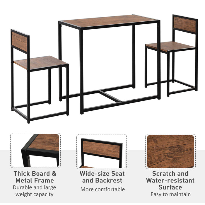 Industrial-Style 3-Piece Table & Stool Set - Sturdy Steel Frame with MDF Panels - Perfect for Living Room or Home Bar Spaces