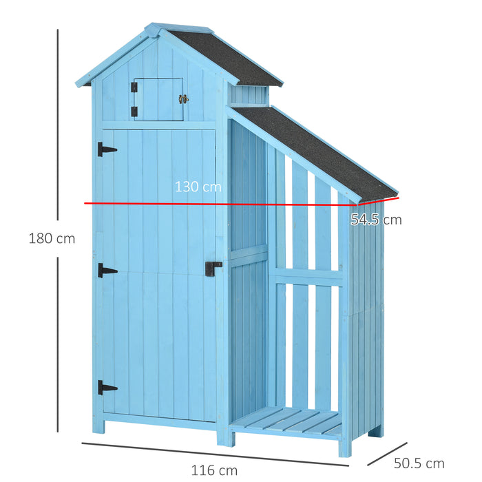 Wooden Firewood Storage Shed - Waterproof Garden Tool Organizer with Asphalt Roof and Lockable Door - Perfect for Outdoor Equipment and Lumber Keeping, 180x130x55 cm