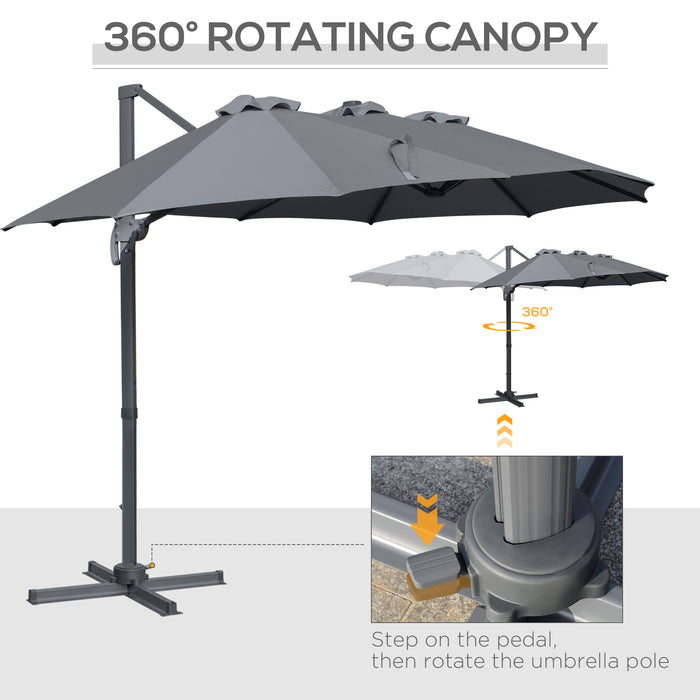 Large Double-Sided 4.5m Cantilever Roma Parasol - Rectangular Garden Umbrella with Crank Handle & 360° Rotation - Ideal for Patio, Outdoor Seating & Benches