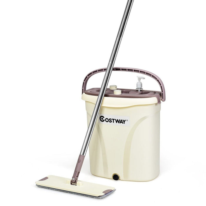Home Essential Tools - Flat Mop and Bucket Set, Ideal for All Types of Floor Cleaning - Perfect for Everyday Home Use