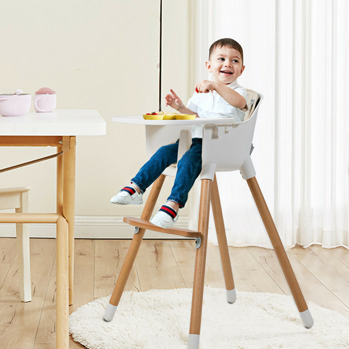 Dual - Wooden and Padded Modern Highchair Combination - Ideal for Comfortable Seating of Your Child