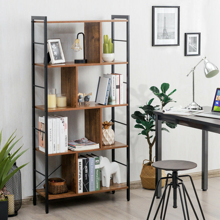 5 Tiers Freestanding Display Bookshelf - Ideal for Home Office, Multiple Shelves for Displaying Books and Decors - Perfect Space Saving Solution for Organized Workplace