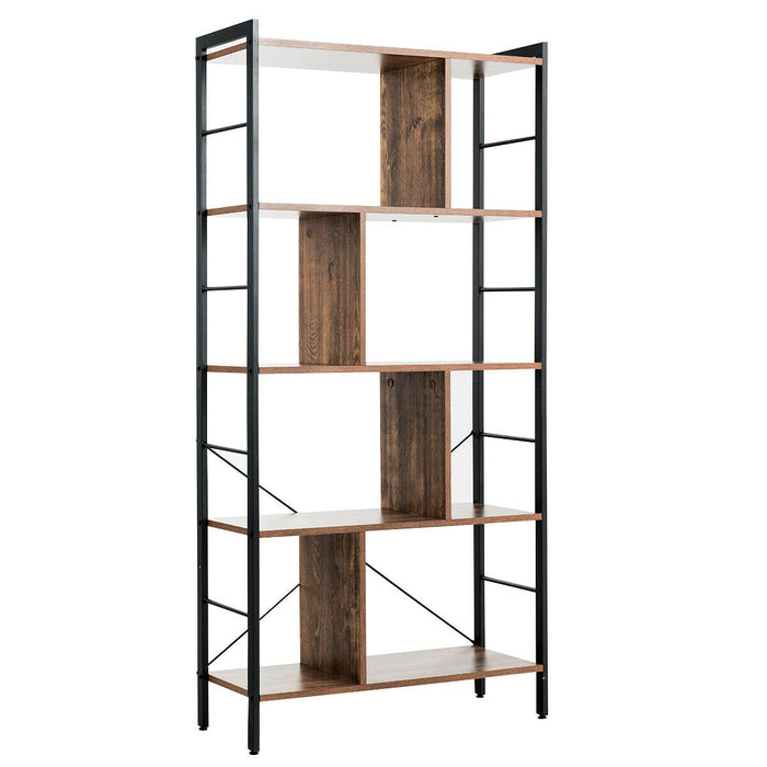 5 Tiers Freestanding Display Bookshelf - Ideal for Home Office, Multiple Shelves for Displaying Books and Decors - Perfect Space Saving Solution for Organized Workplace