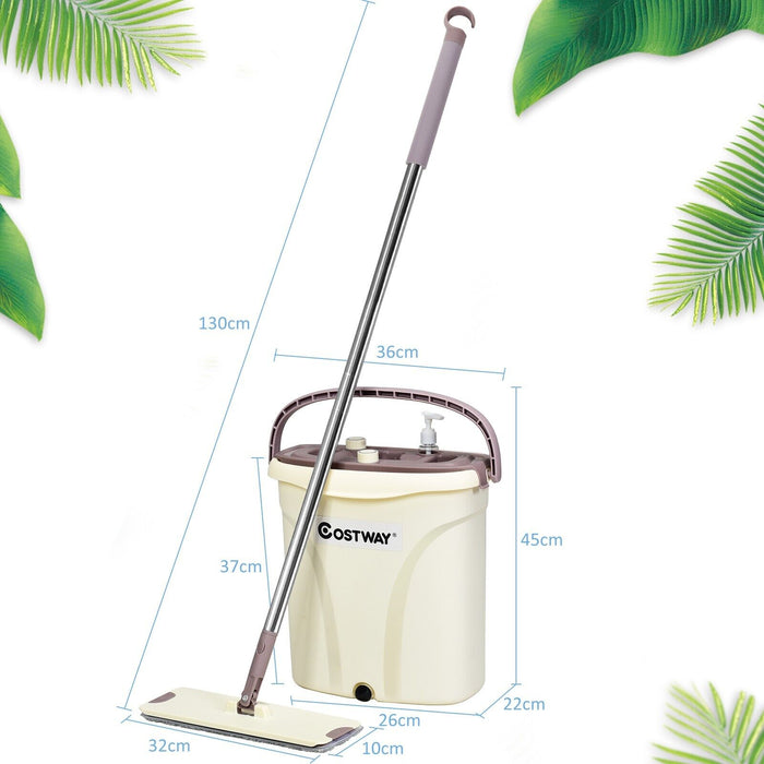 Home Essential Tools - Flat Mop and Bucket Set, Ideal for All Types of Floor Cleaning - Perfect for Everyday Home Use