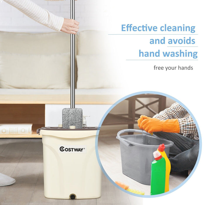 Home Essential Tools - Flat Mop and Bucket Set, Ideal for All Types of Floor Cleaning - Perfect for Everyday Home Use