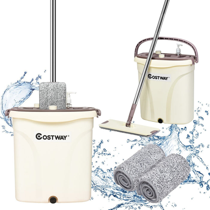 Home Essential Tools - Flat Mop and Bucket Set, Ideal for All Types of Floor Cleaning - Perfect for Everyday Home Use