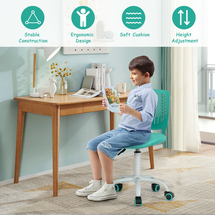 Blue Kids Height Adjustable Chair - Ergonomic Computer/Office Seating - Perfect for Growing Children's Comfort and Posture Support