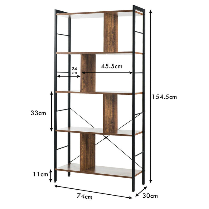 5 Tiers Freestanding Display Bookshelf - Ideal for Home Office, Multiple Shelves for Displaying Books and Decors - Perfect Space Saving Solution for Organized Workplace