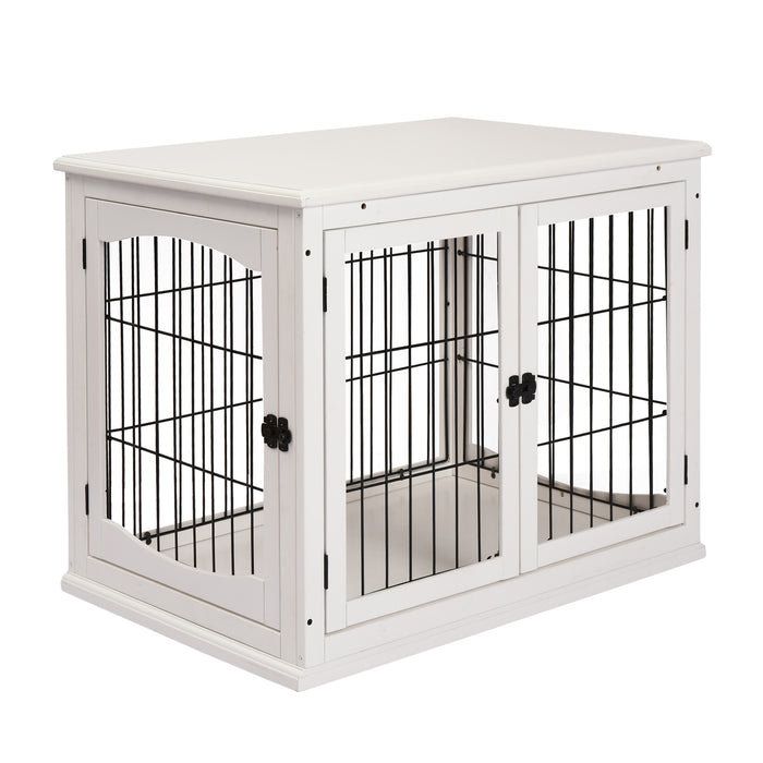 Compact 3-Door MDF Indoor Pet Cage - White, Durable Construction - Perfect for Small Pets, Easy Indoor Living & Safety