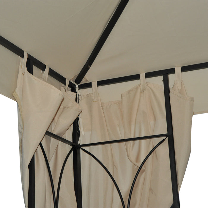 3x3m Garden Metal Gazebo - Marquee Patio Wedding Party Tent with Canopy Shelter and Pavilion Sidewalls, Beige - Ideal for Outdoor Celebrations and Gatherings