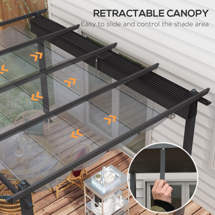 Aluminium Pergola 3x4m with Retractable Roof - Versatile Outdoor Canopy Sun Shade, Grill and Patio Shelter - Ideal for Decks and Gardens