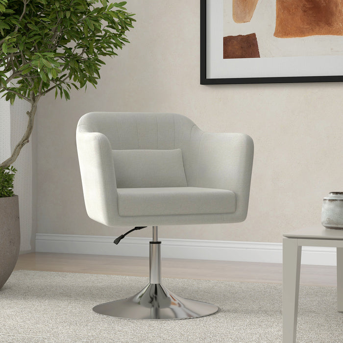 Modern Swivel Accent Chair - Height Adjustable with Cushioned Pillow, Cream White - Ideal for Living Room or Bedroom Comfort