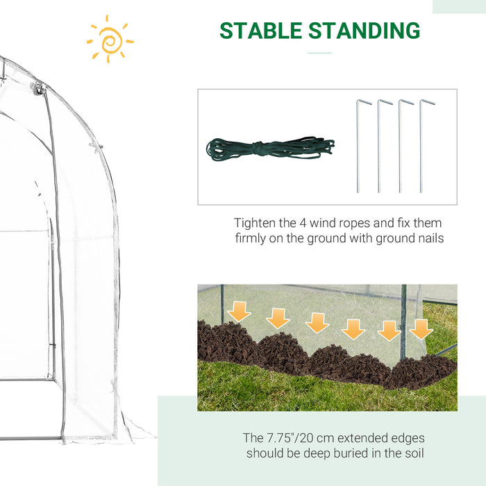 Walk-In Polytunnel Greenhouse - Sturdy Steel Frame with Roll-Up Door and Transparent PVC Cover, 2.5 x 2m - Ideal for Year-Round Gardening and Plant Protection