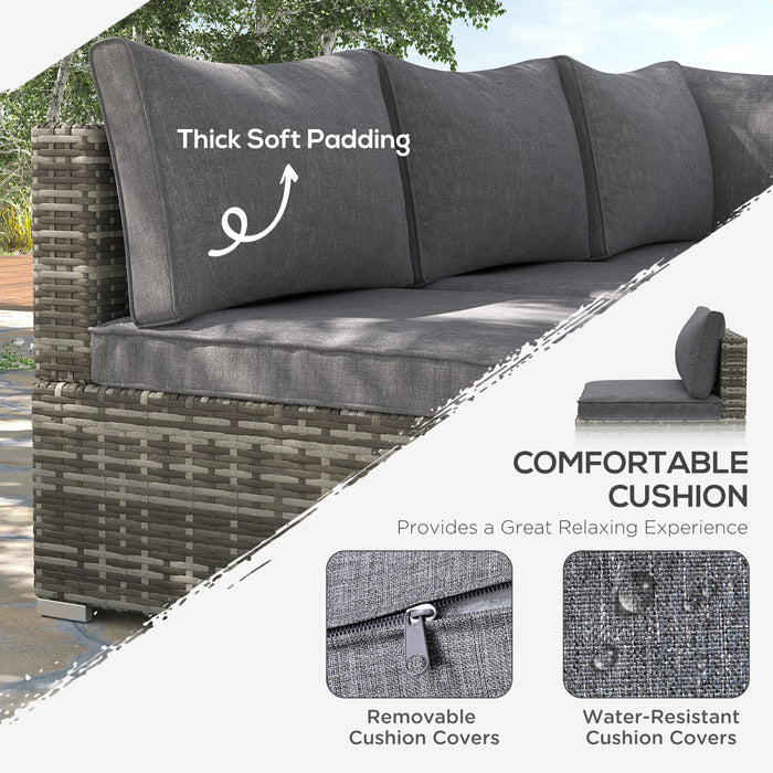 Rattan Single Middle Sofa with Plush Cushions - Comfortable Outdoor Garden Furniture for Relaxation - Perfect for Backyard, Porch, or Poolside Lounging