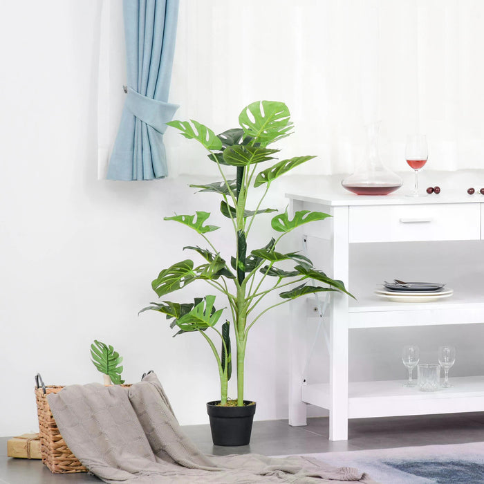 Artificial Monstera Cheese Plant - 100cm/3.3FT Faux Tropical Palm with 21 Lifelike Leaves and Nursery Pot - Perfect for Indoor and Outdoor Home Decoration