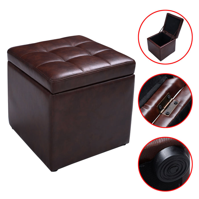 Cube Ottoman Pouffe - Foldable Storage Seat in Black - Ideal for Space-Saving Seating and Storage Solution