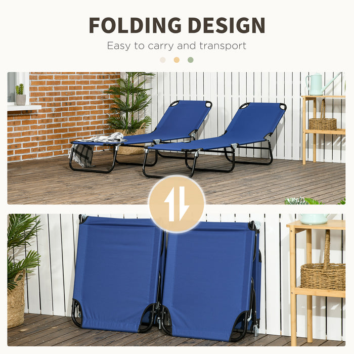 Outdoor Reclining Loungers Set of 2 - Steel Frame Sunbeds with Breathable Mesh & Adjustable Back - Ideal for Patio, Beach Relaxation