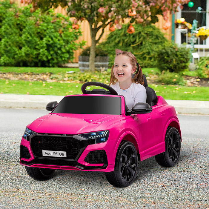 Audi RS Q8 Kids Electric Ride-On Car - 6V Battery-Powered with Parental Remote, Music, Lights, USB, MP3, Bluetooth - Perfect for Young Drivers in Pink