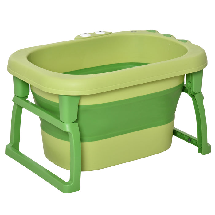 Collapsible Baby Bath Tub with Stool Seat - Non-Slip, Portable, Crocodile Design for 0-6 Years - Ideal for Newborns, Infants, and Toddlers