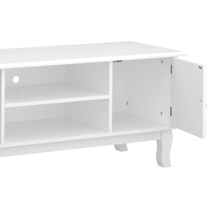 Ivory White Corner TV Stand - Sleek MDF Media Unit Table - Ideal for Space Saving & Living Room Organization