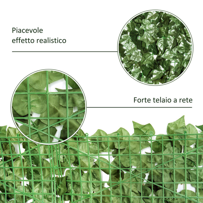 Artificial Leaf Hedge Screen - 4PC Set, Garden Privacy Barrier, Dark Green, 2.4M x 1M - Outdoor/Indoor Decorative Fencing