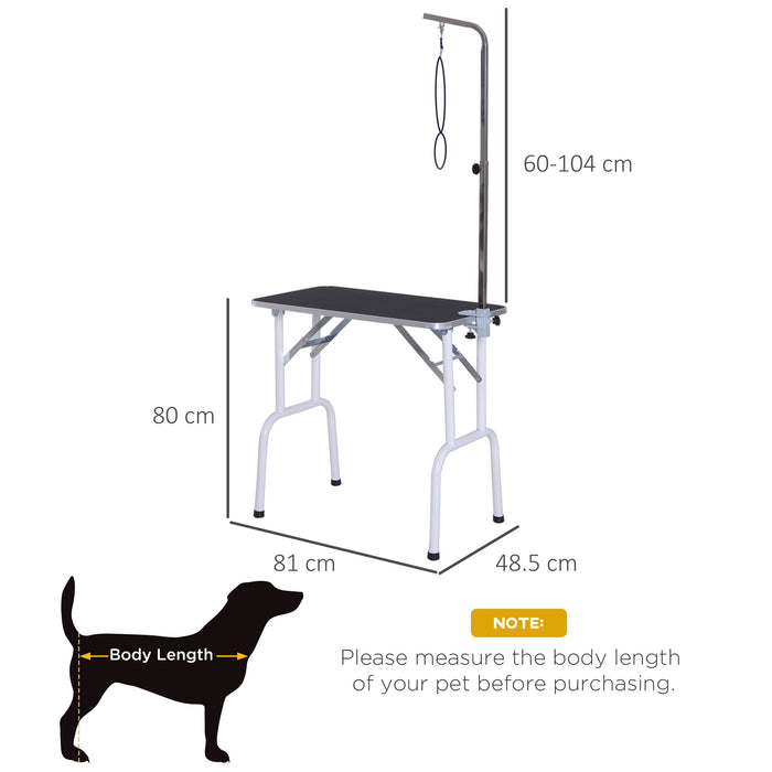 Adjustable Pet Grooming Table - Small Dog Folding Station with Grooming Arm, 30KG Capacity - Compact and Portable Grooming Surface for Home or Professional Use