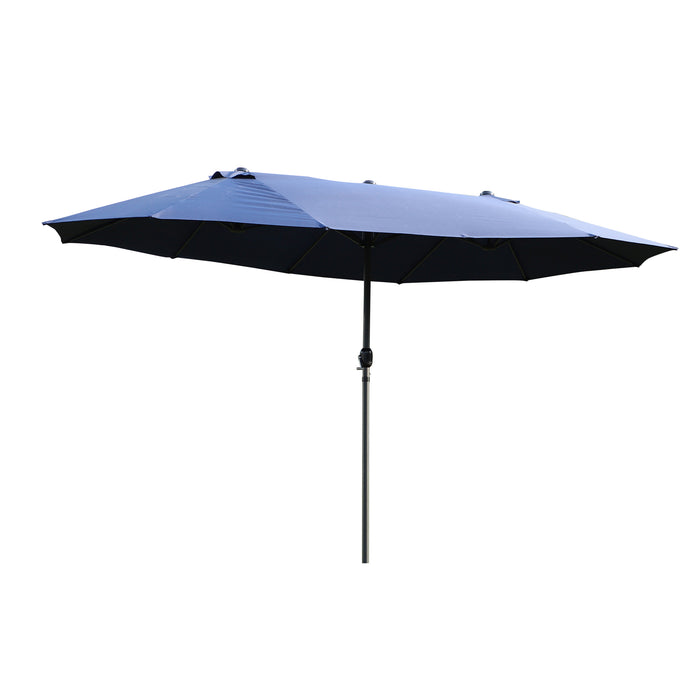 Double-Sided 4.6m Garden Parasol - Blue Outdoor Sun Umbrella with Patio Market Canopy Shade - Ideal for UV Protection and Family Gatherings (Base Not Included)