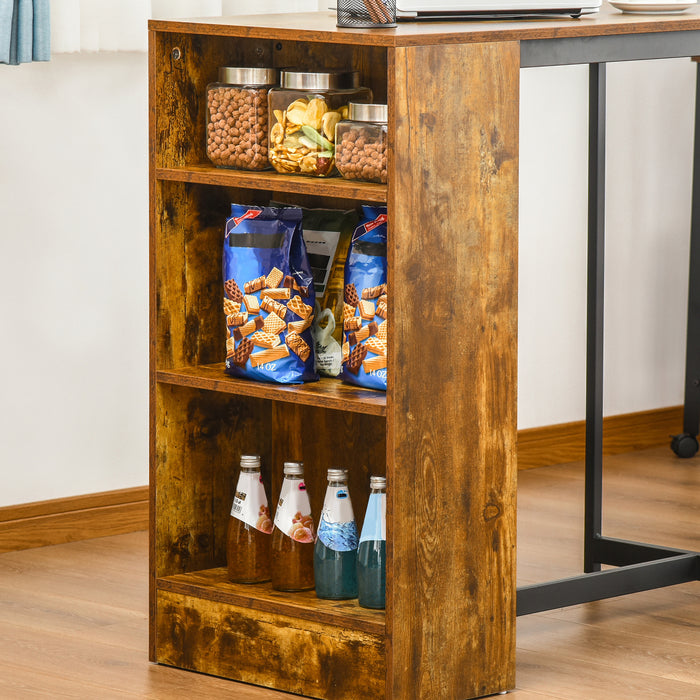 Industrial Style 3-Piece Bar Table Set - Pub Dining Ensemble with Height-Adjustable Table and 2 Stools, Storage Shelf - Ideal for Home Entertainment and Small Spaces, Rustic Brown Finish