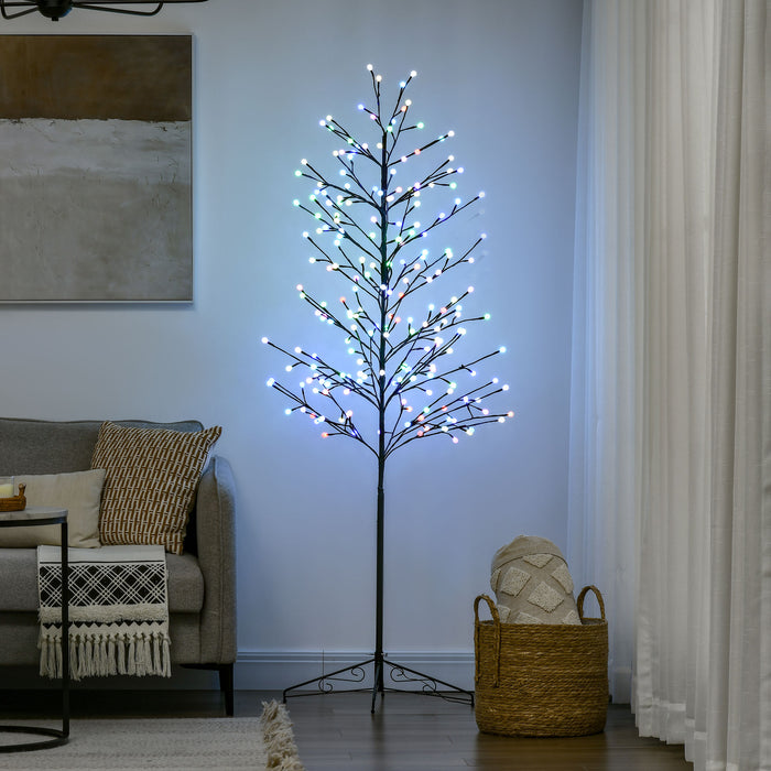 6ft Artificial Tree with 180 Colorful LED Lights - Perfect for Home Parties & Decorative Ambiance - Ideal for Indoor & Sheltered Outdoor Settings